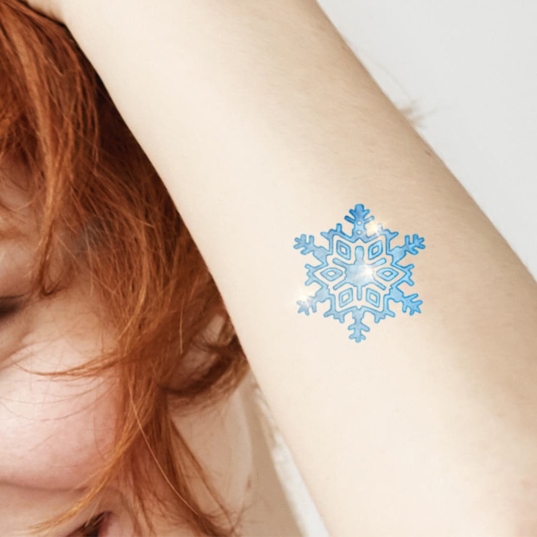 Winter Snowflake Glitter Sticker Tattoo - Party Favors - 12 Pieces 