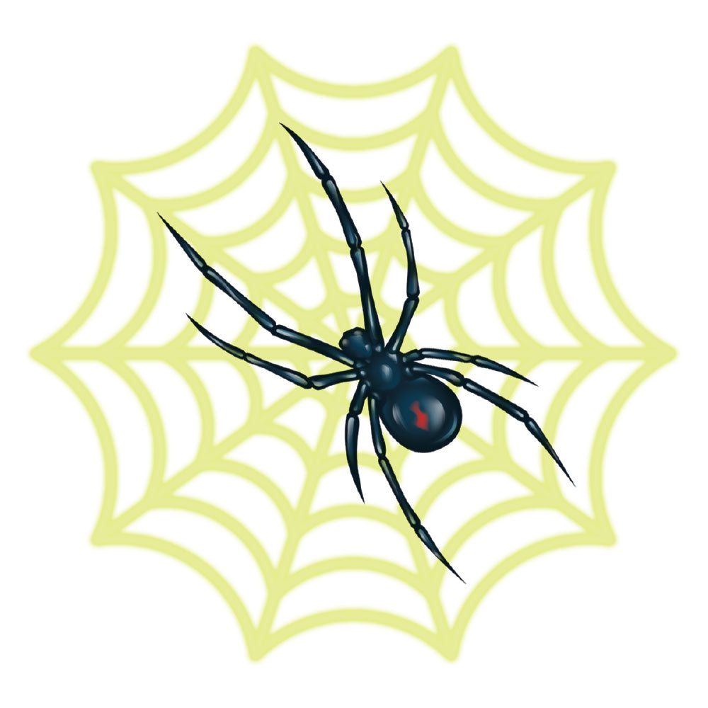 Spider with Reveal Glow-in-the-Dark Web Temporary Tattoo