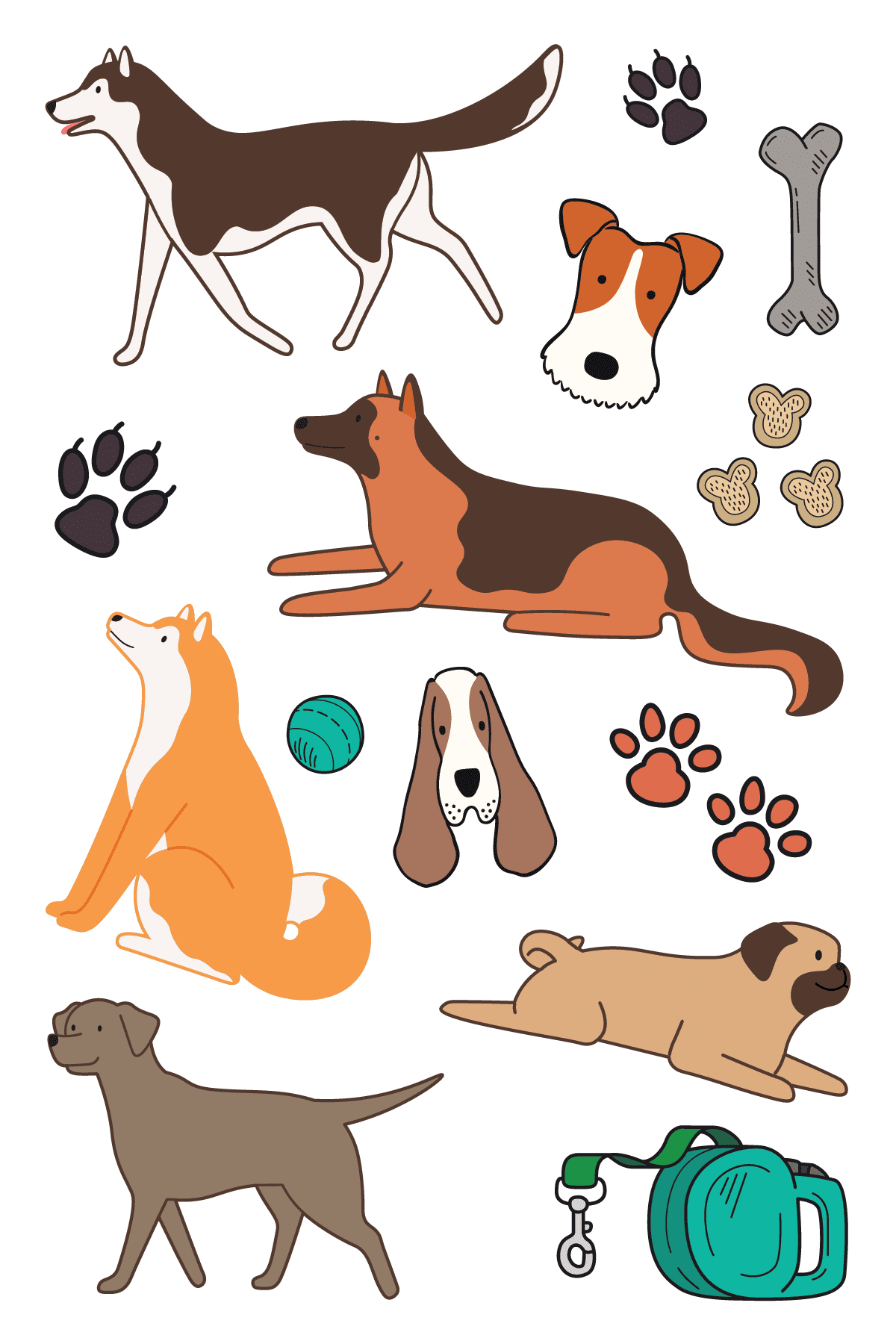 Dogs Tattoo Sheet 4 in x 6 in