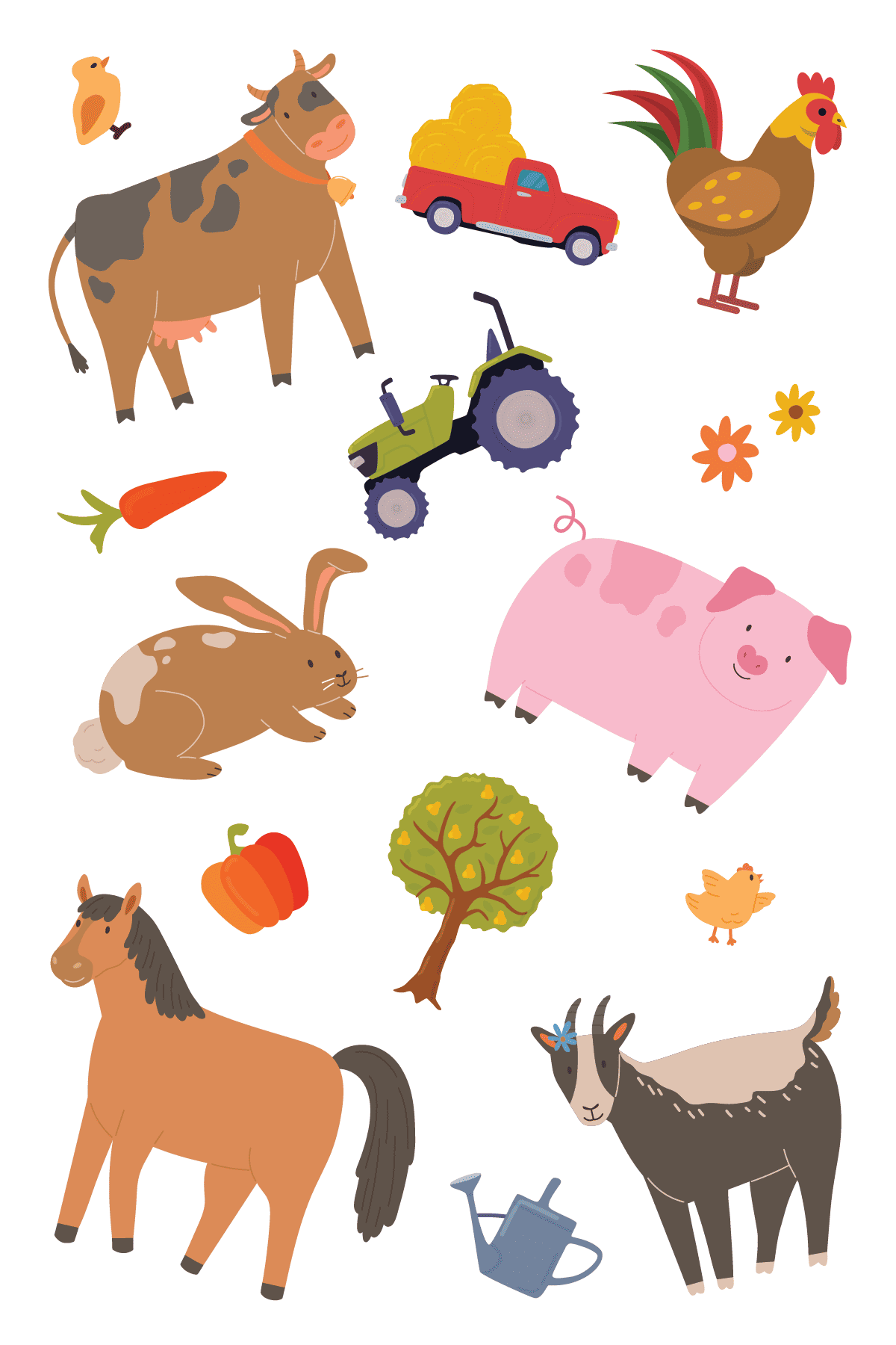 Farm Animal Tattoo Sheet 4 in x 6 in