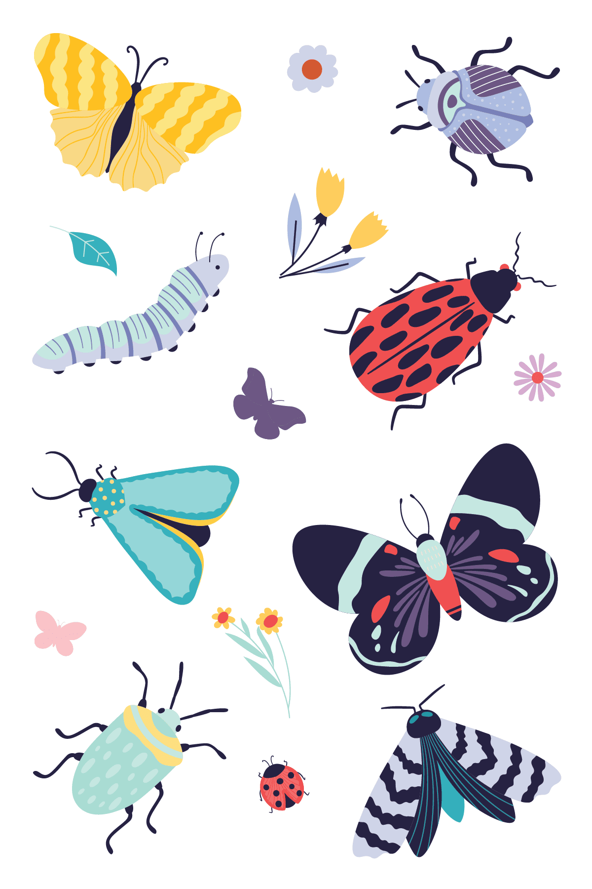 Pretty Bugs Tattoo Sheet 4 in x 6 in