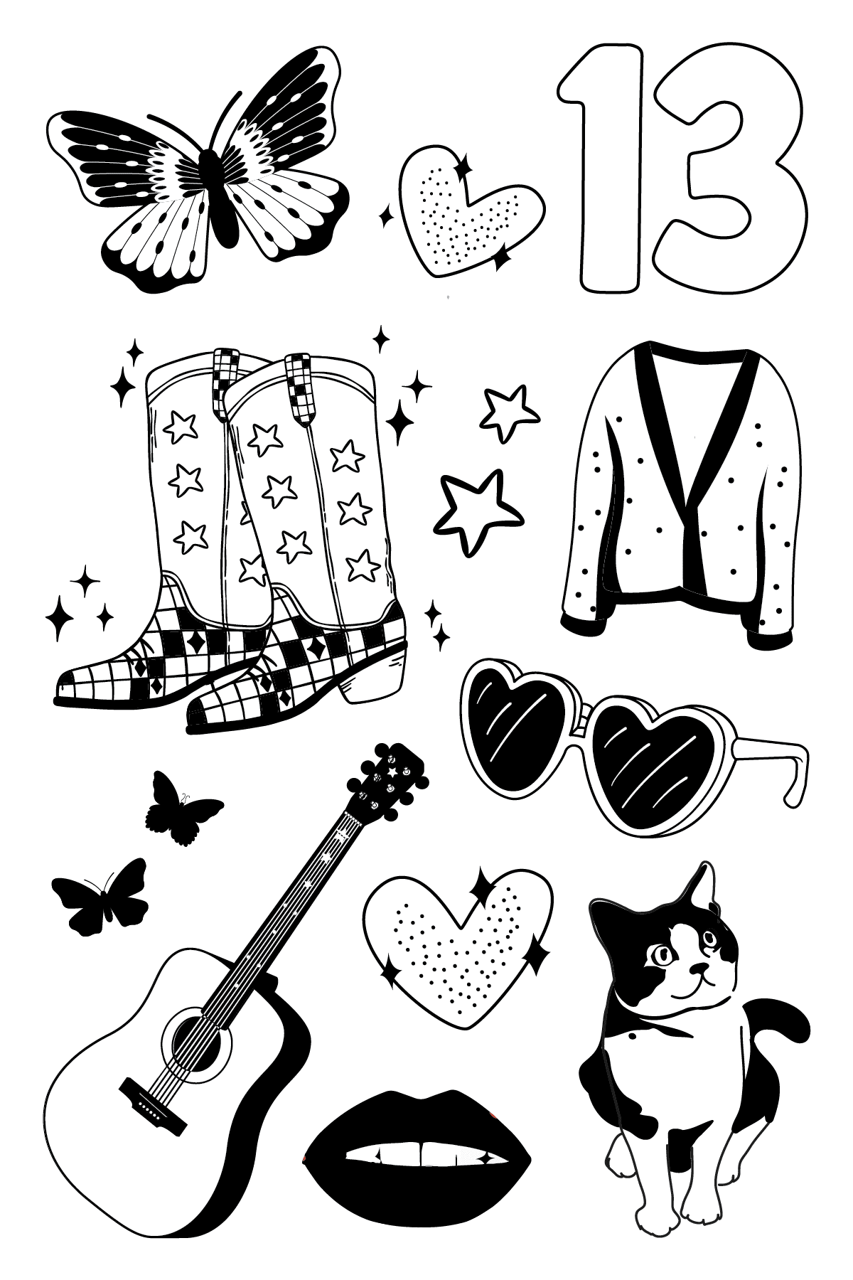 Concert Girl Tattoo Sheet 4 in x 6 in