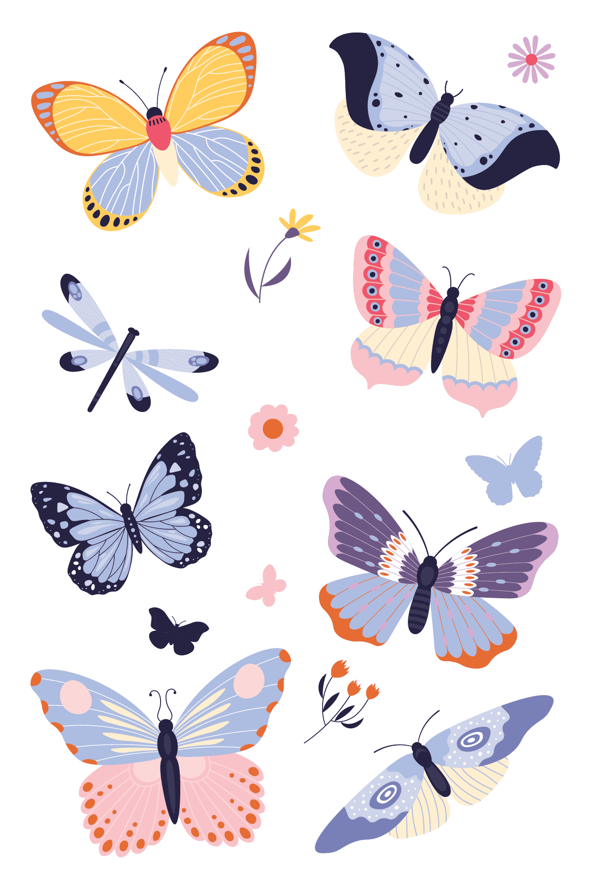 Butterfly Friends Tattoo Sheet 4 in x 6 in