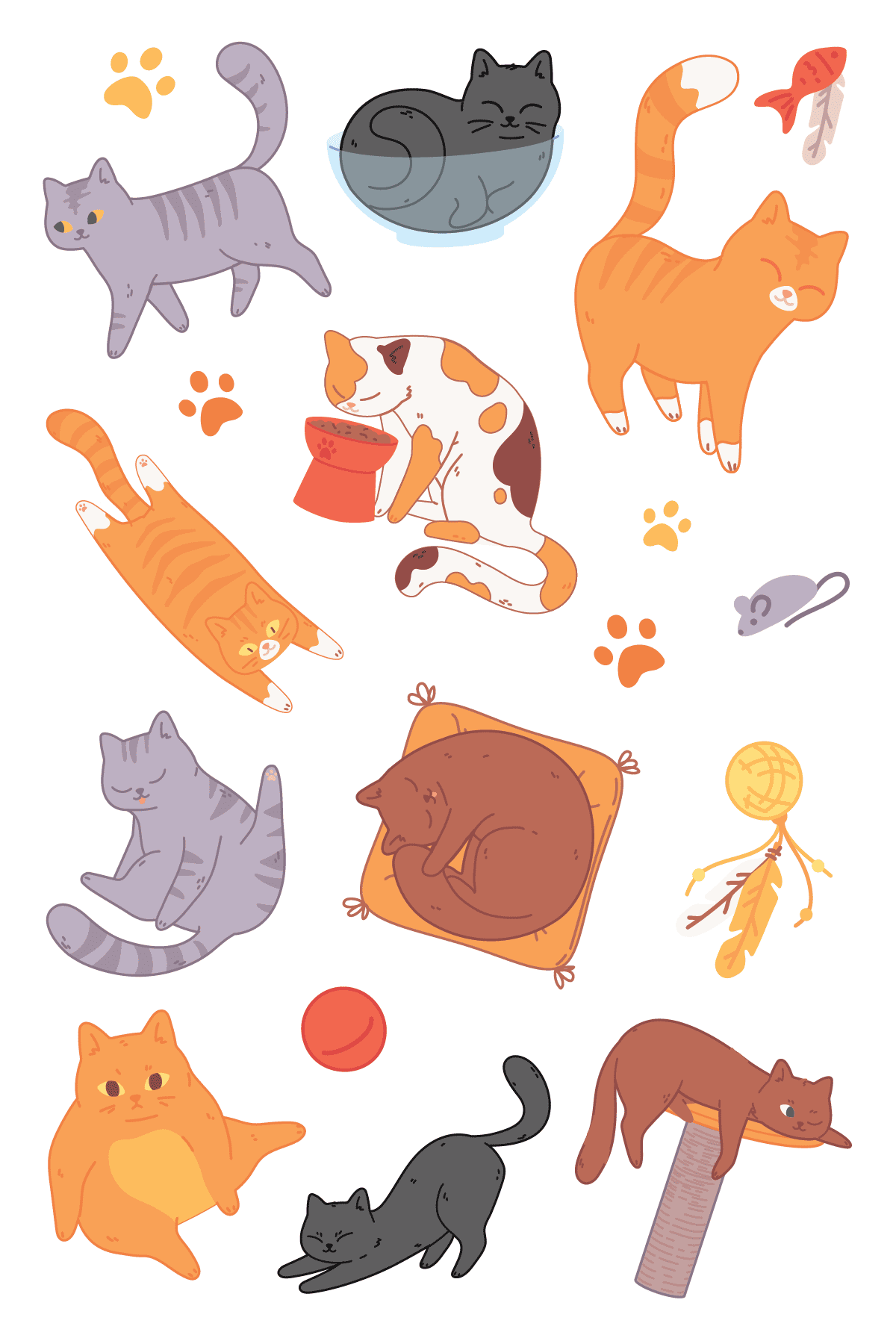 Cat Fun Tattoo Sheet 4 in x 6 in