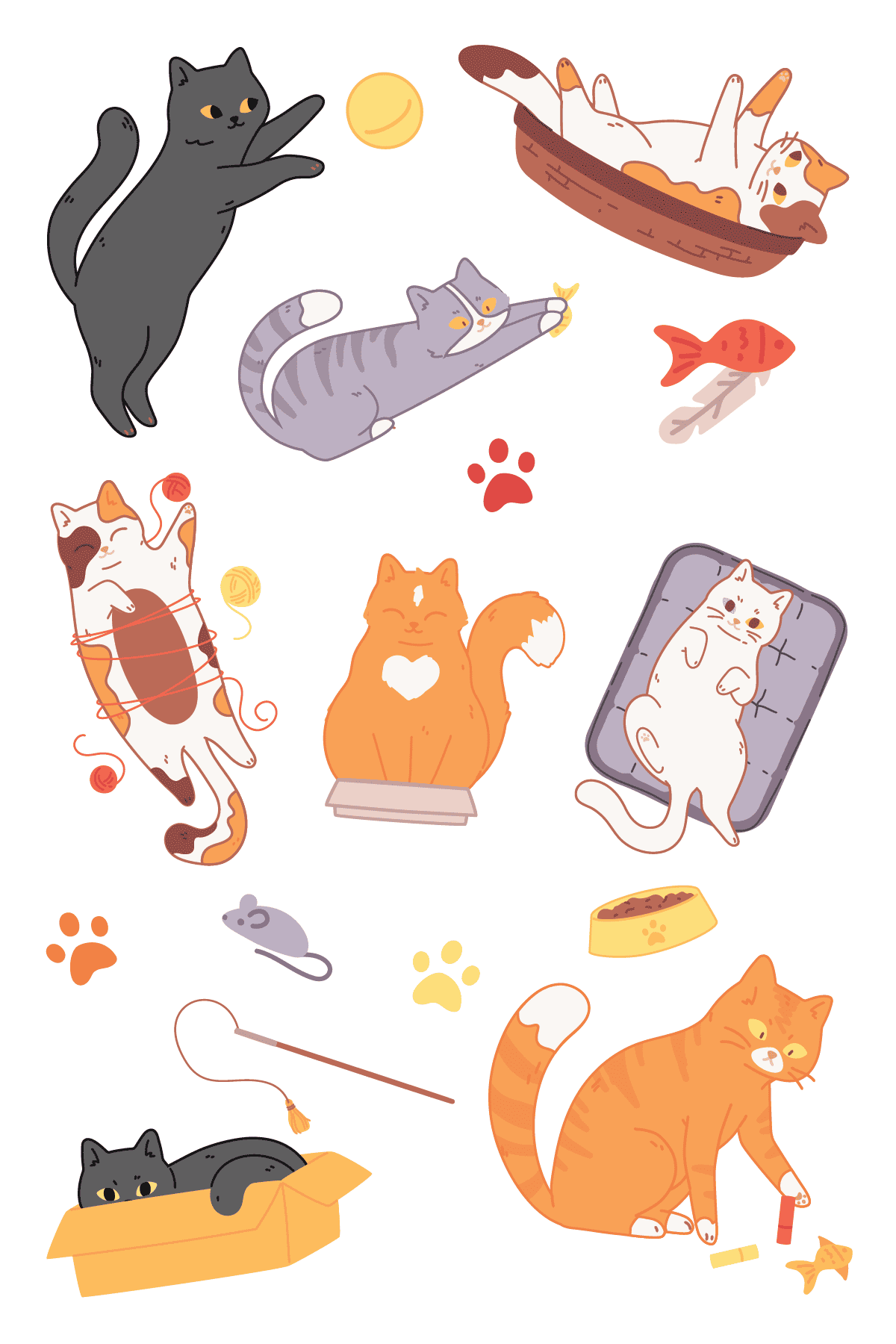 Cat Friends Tattoo Sheet 4 in x 6 in