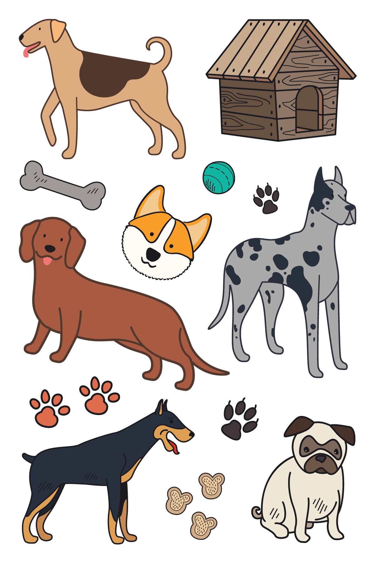 Dog Tattoo Sheet 4 in x 6 in