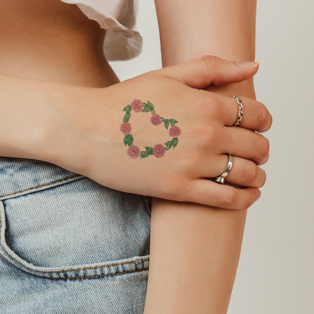 Rose Heart Temporary Tattoo 1.5 in x 1.5 in