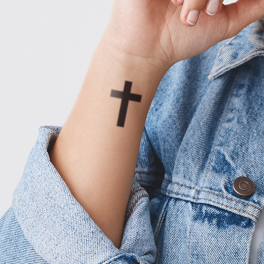 Cross Temporary Tattoos Letters Waterproof Tattoo Stickers Cross Hexagram  Fake Tattoo | Small cross tattoos, Cross tattoo designs, Cross tattoo for  men