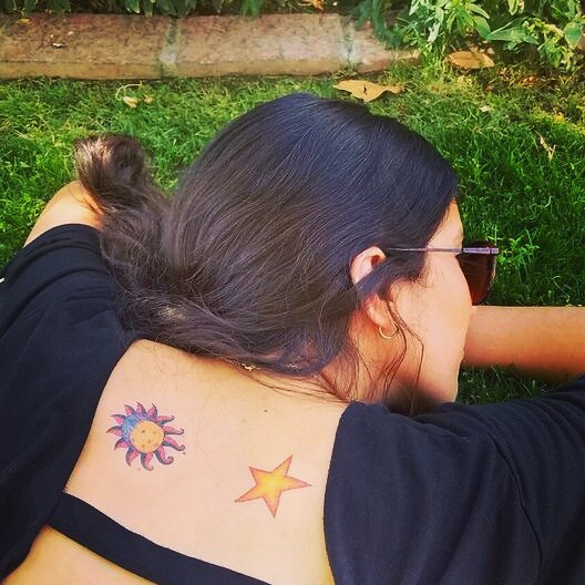 Glitter Sun and Stars Temporary Tattoo 3.5 in x 2.5 in