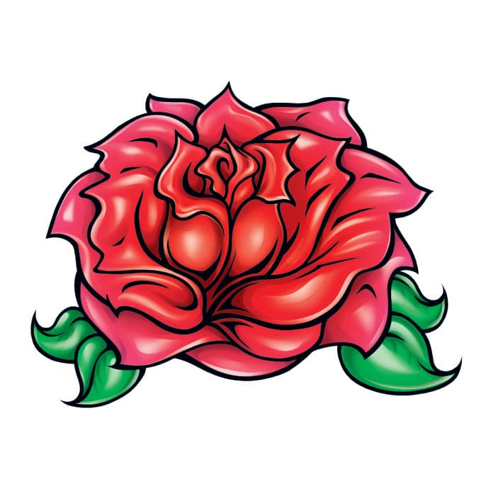 traditional red rose tattoo