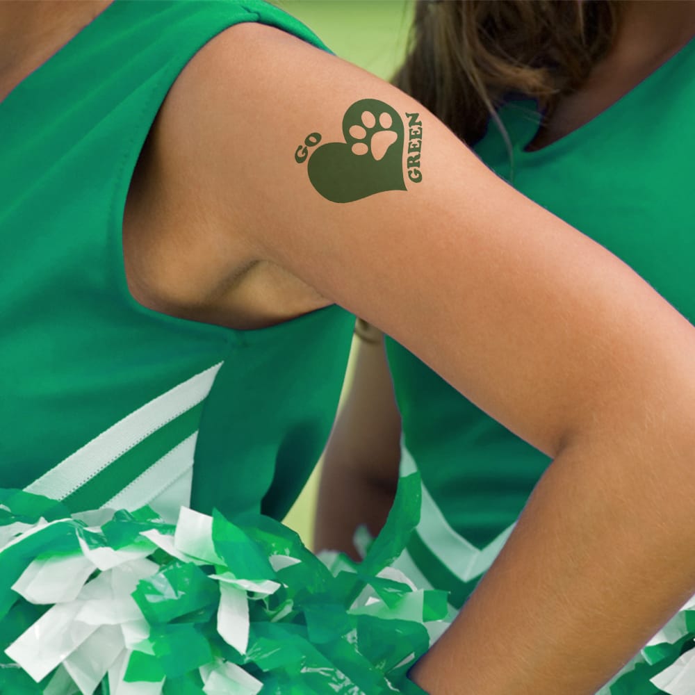 Go Green Paw Temporary Tattoo 2 in x 2 in