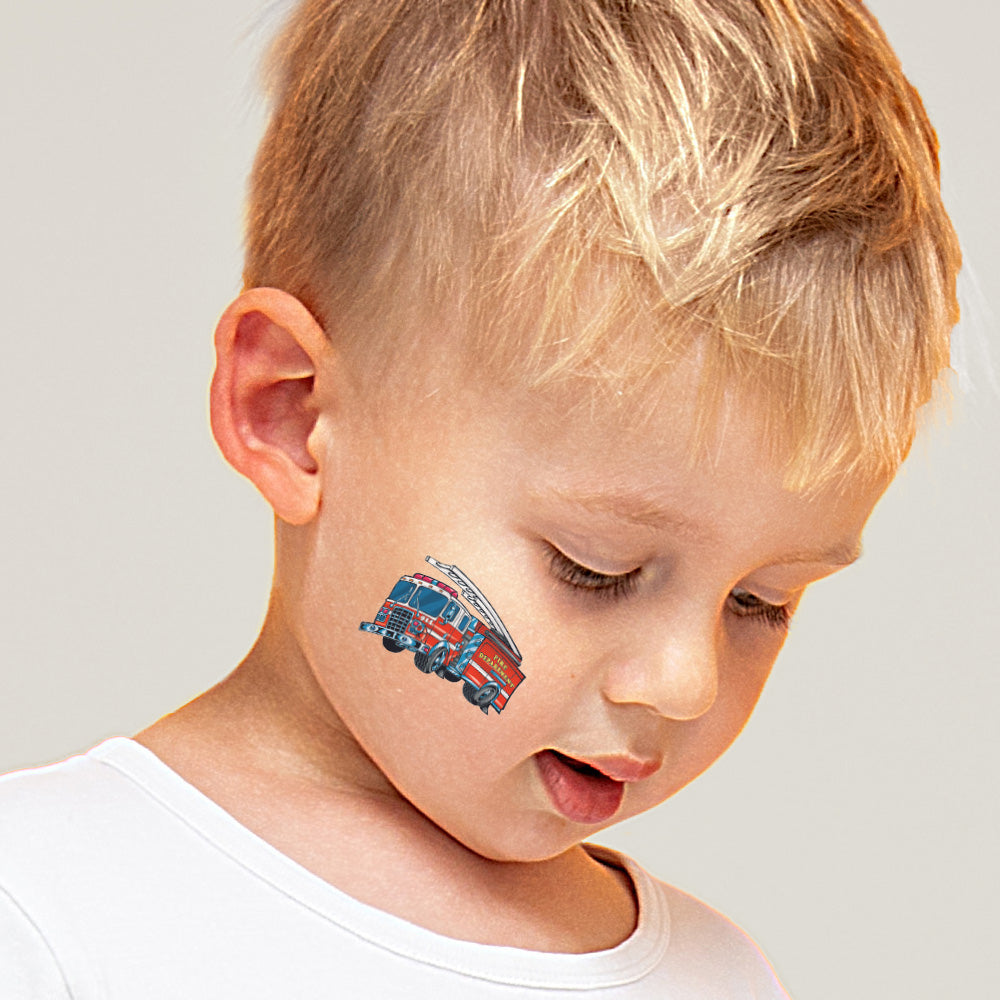 Fire Engine Temporary Tattoo 2 in x 1.5 in