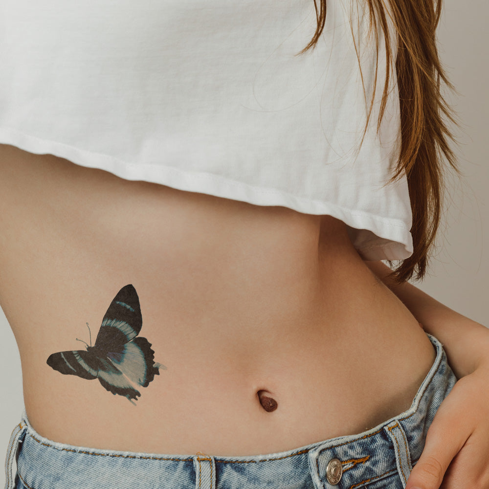 Blue Elegance Butterfly Temporary Tattoo 3.5 in x 2.5 in