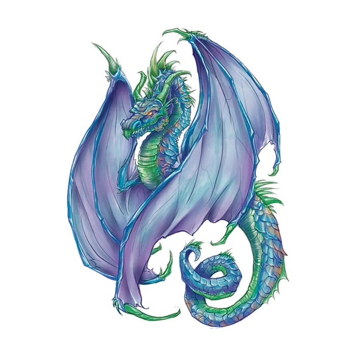 blue and purple dragon tattoos