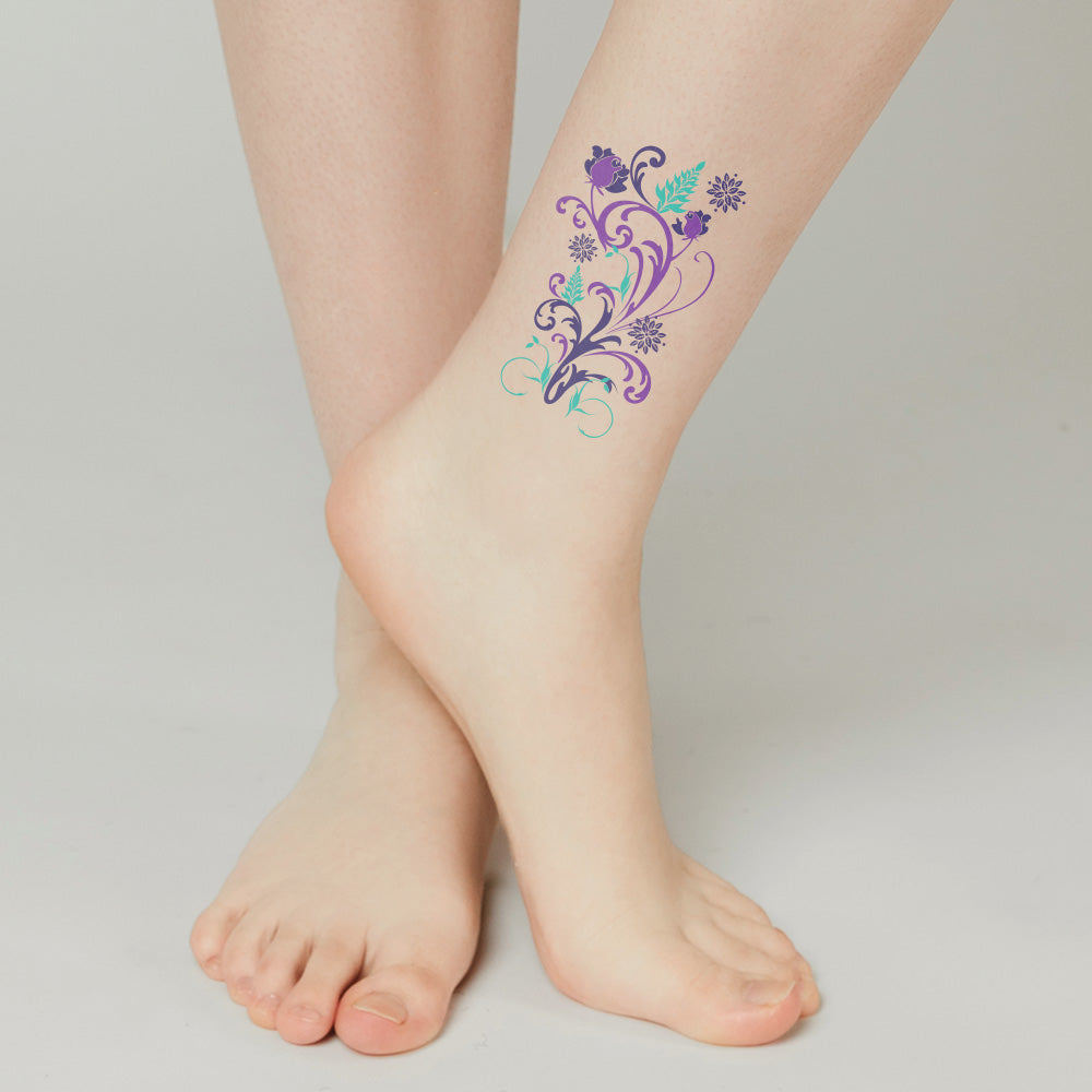 Purple Flower Temporary Tattoo