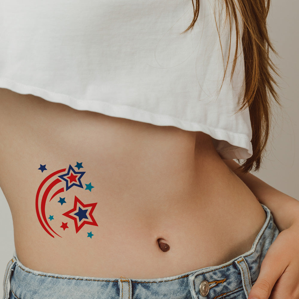 Patriotic Metallic Shooting Star Temporary Tattoo 2.5 in x 3 in