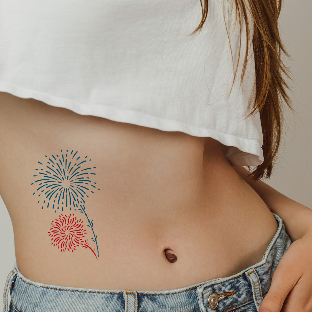 Shooting Fireworks Temporary Tattoo (Small) 3 in x 4 in