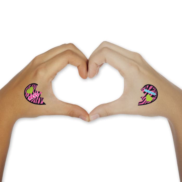 Matching heart shaped peace symbol tattoos: 
