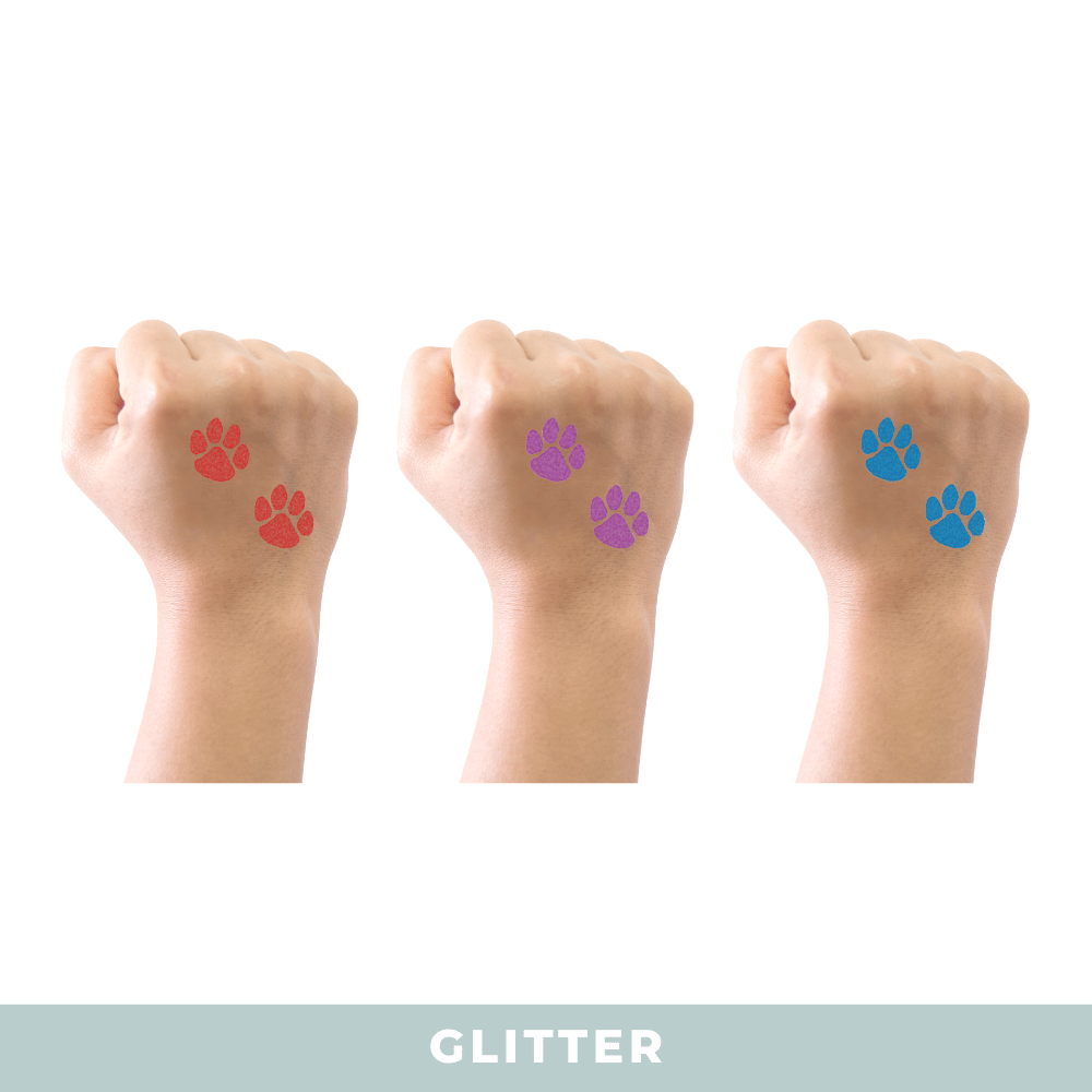 Glitter Paw Print Set Temporary Tattoo