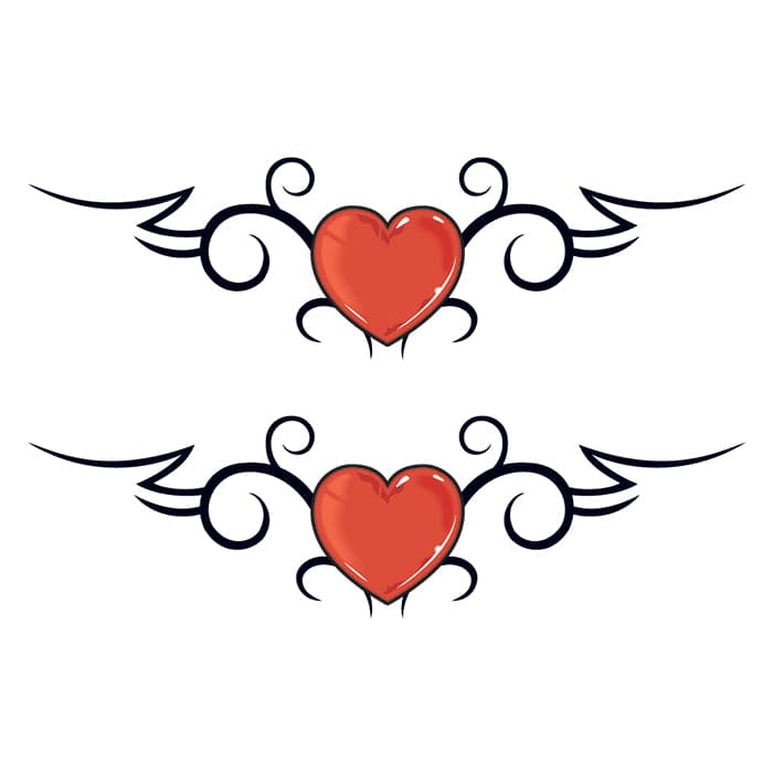 simple heart with wings tattoo designs