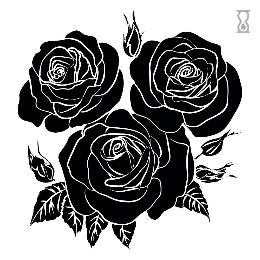 Three Black Roses Semi-Permanent Tattoo