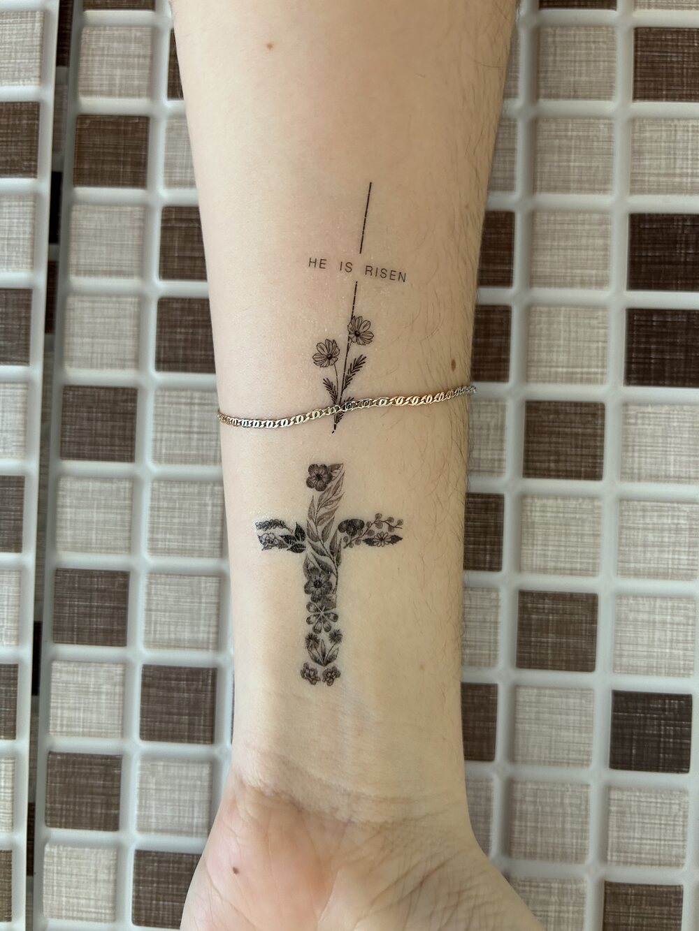 Floral Faith Cross Temporary Tattoos