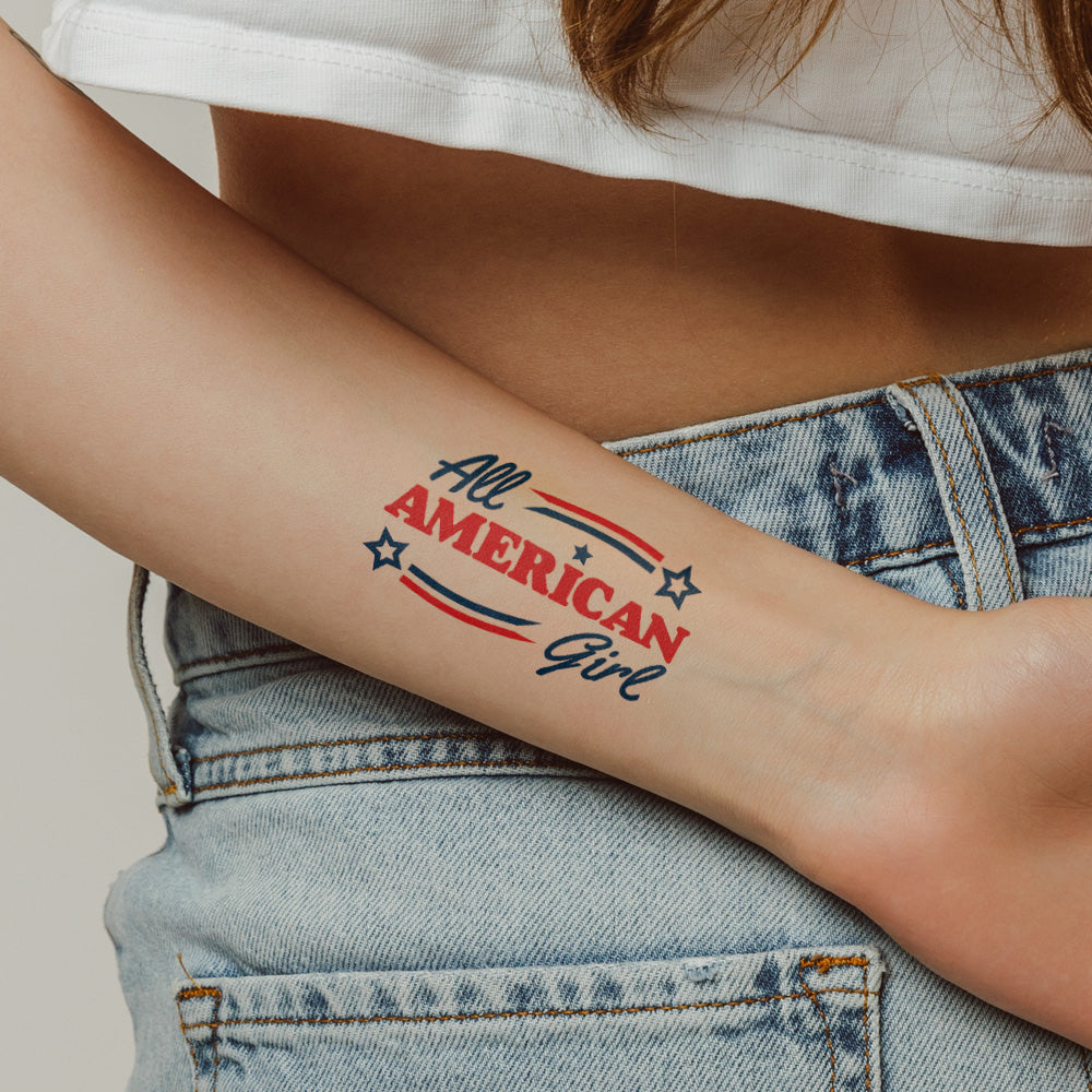 All American Girl Temporary Tattoo 2.5 in x 2 in