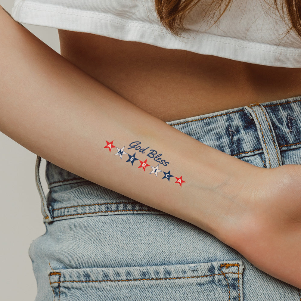 God Bless America Temporary Tattoo 2.5 in x 2 in