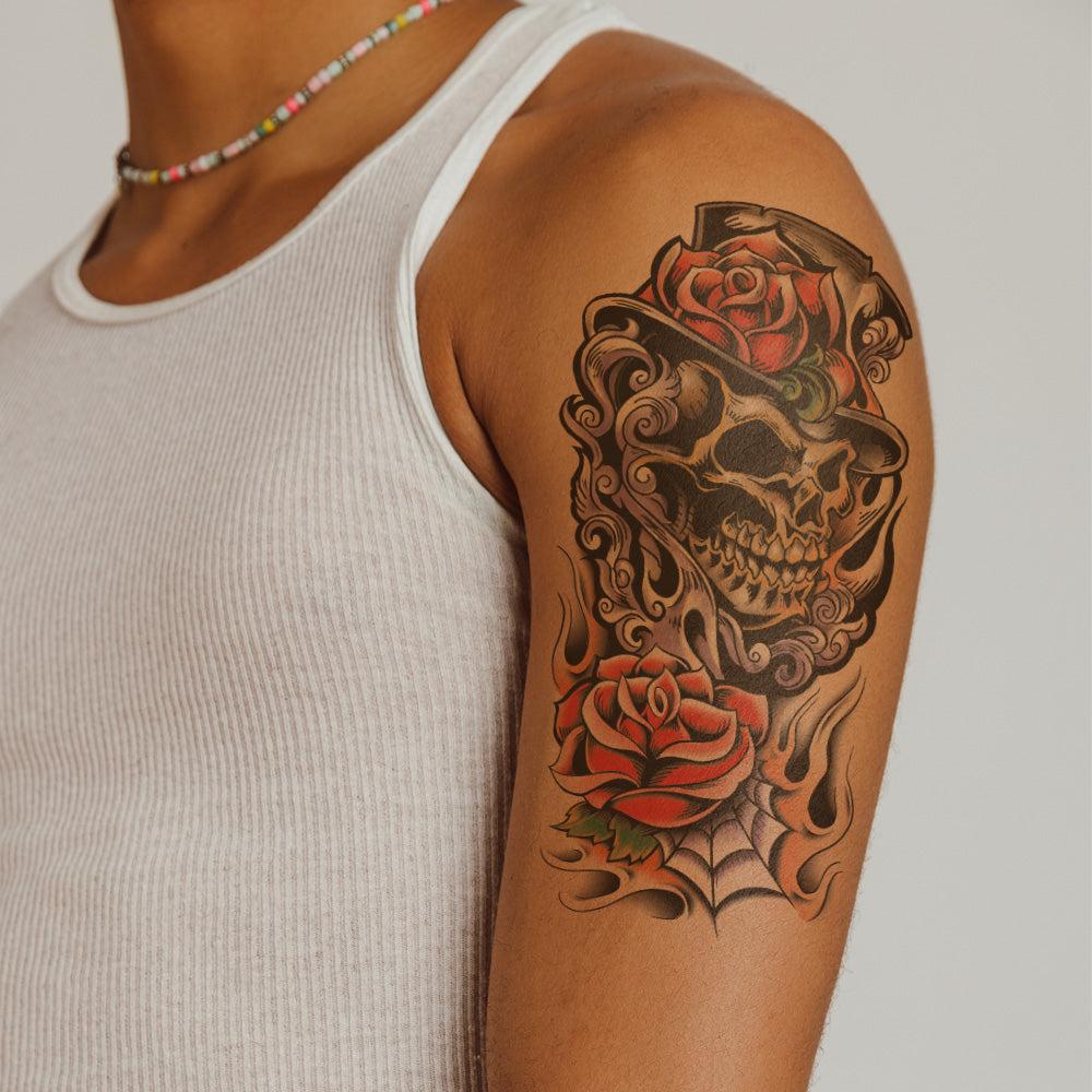 Grim Reaper Skull Rose Tattoo