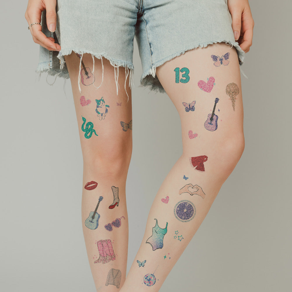 Concert Girl Glitter Tattoo Sheet 4 in x 6 in