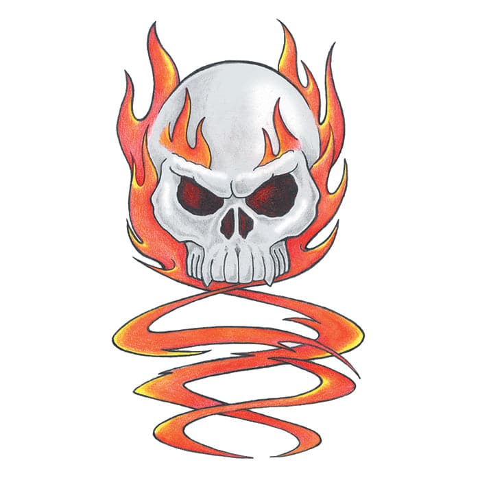 skulls on flames drawings