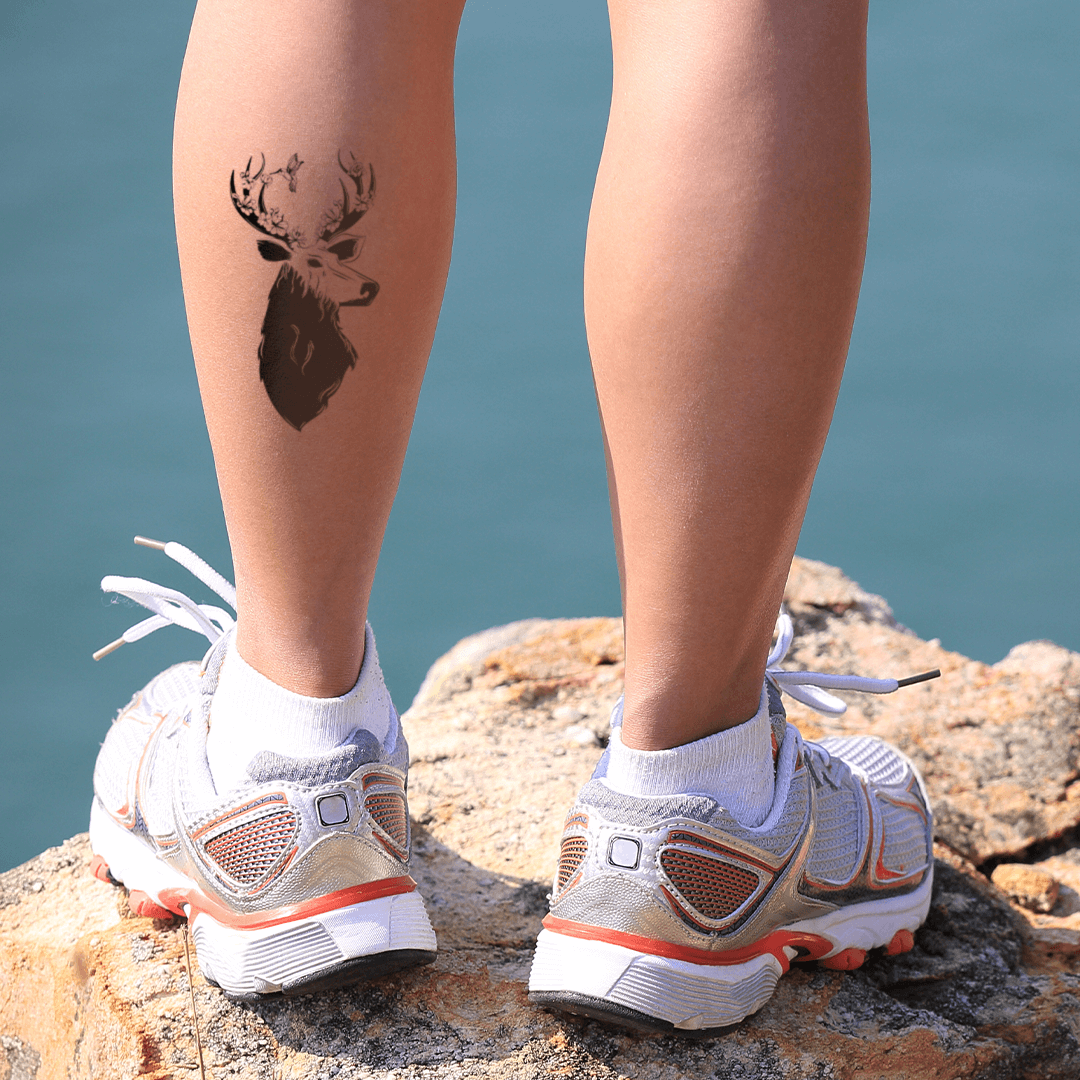 Floral Deer Temporary Tattoo 3 in x 4 in