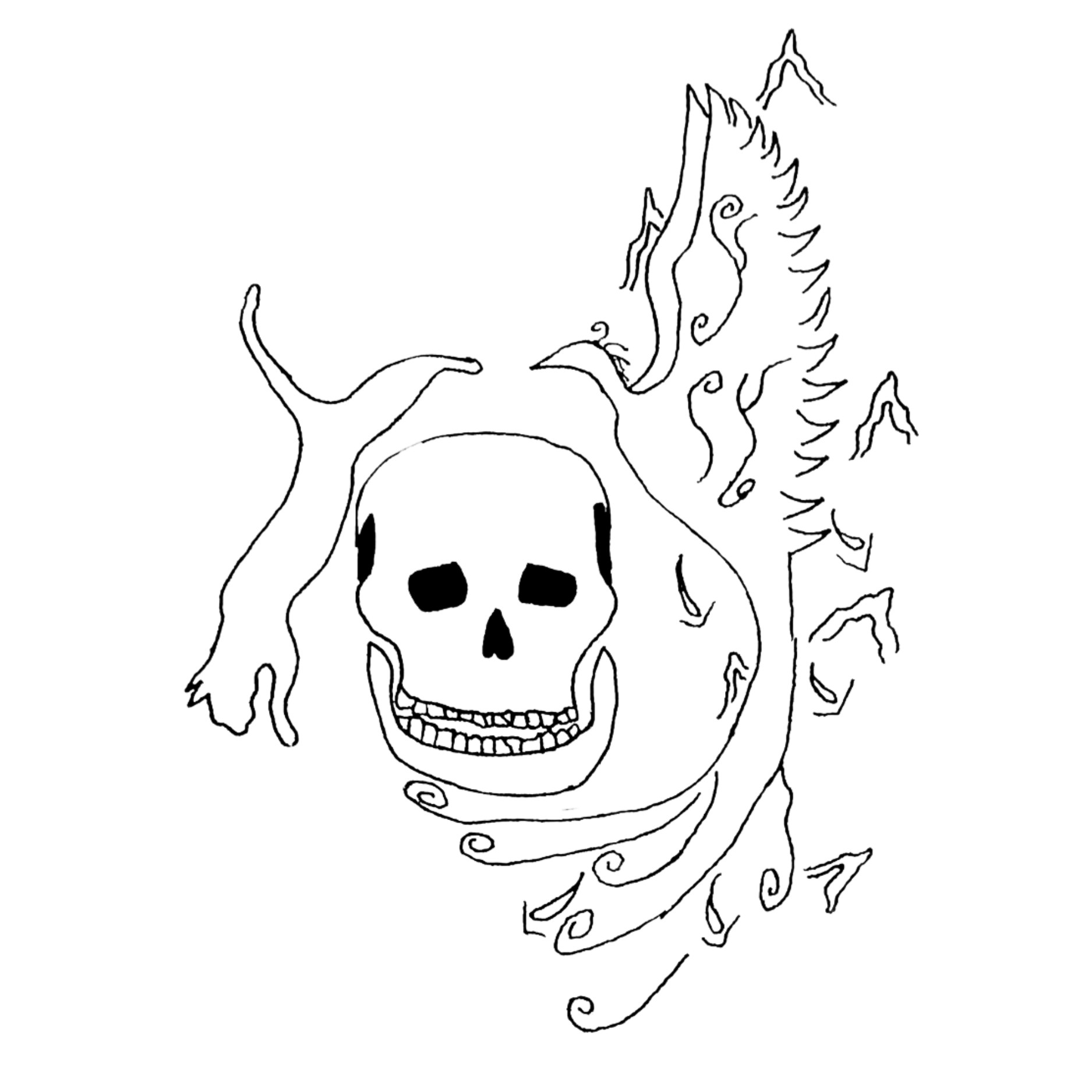 Skull Phoenix Temporary Tattoo 2 in x 2 in