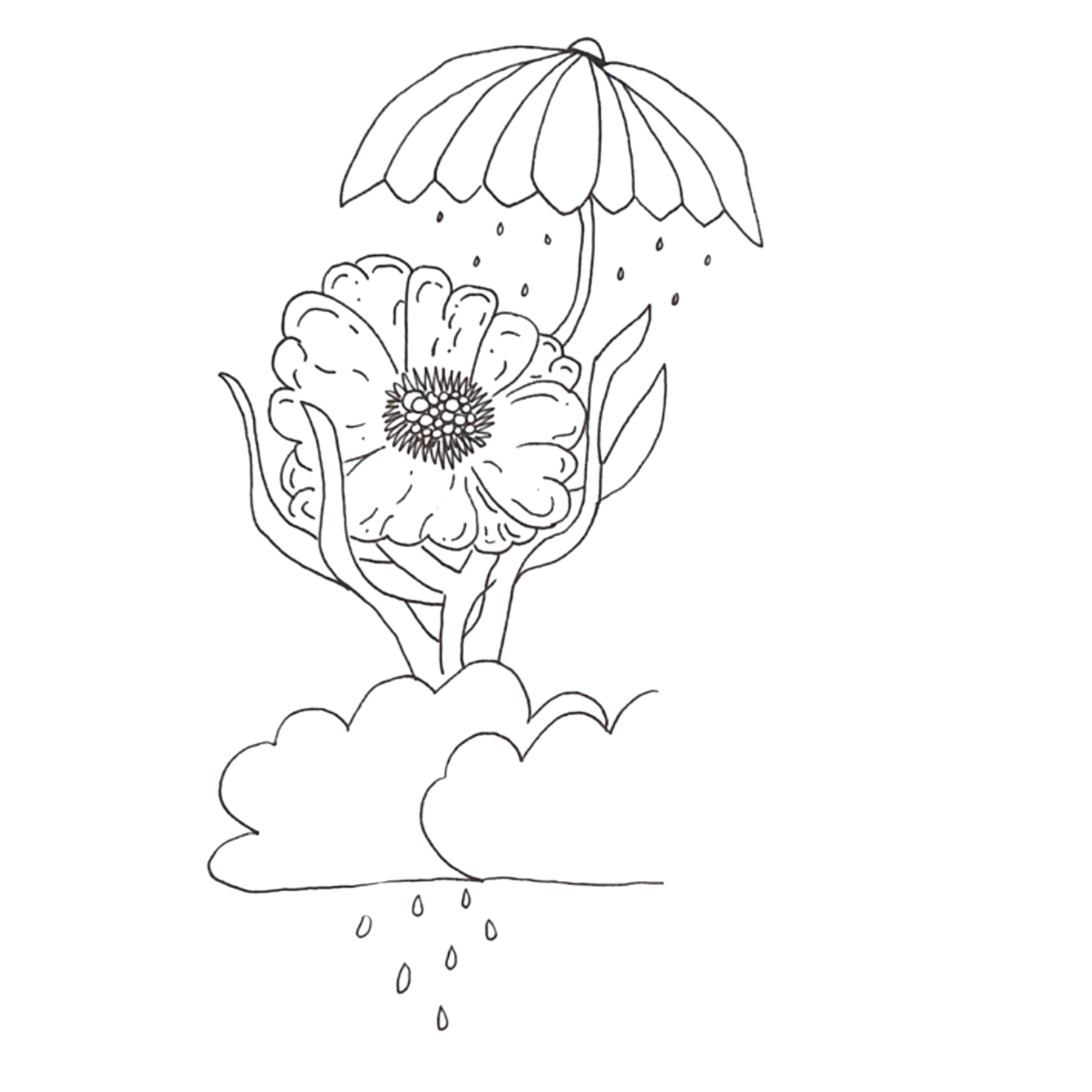 Rain Flowers and Clouds  Temporary Tattoo 2 in x 2 in