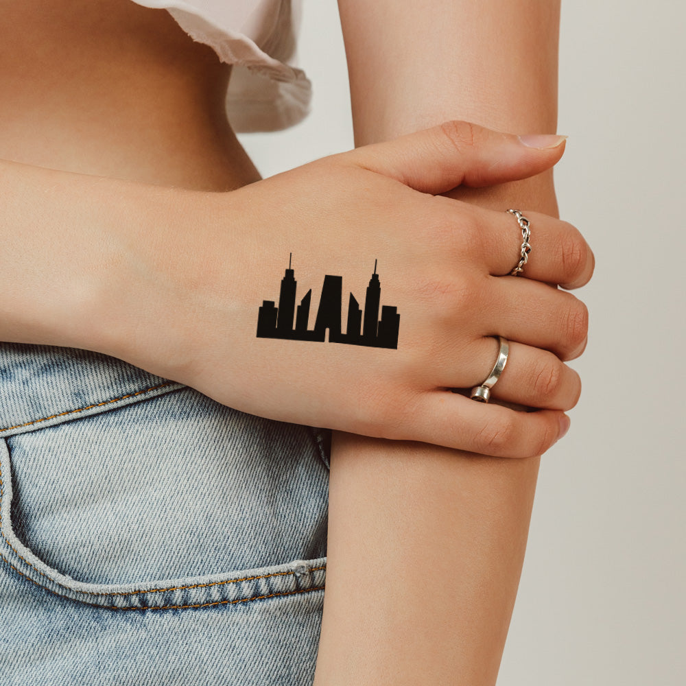 Black Skyline Temporary Tattoo 2 in x 2 in