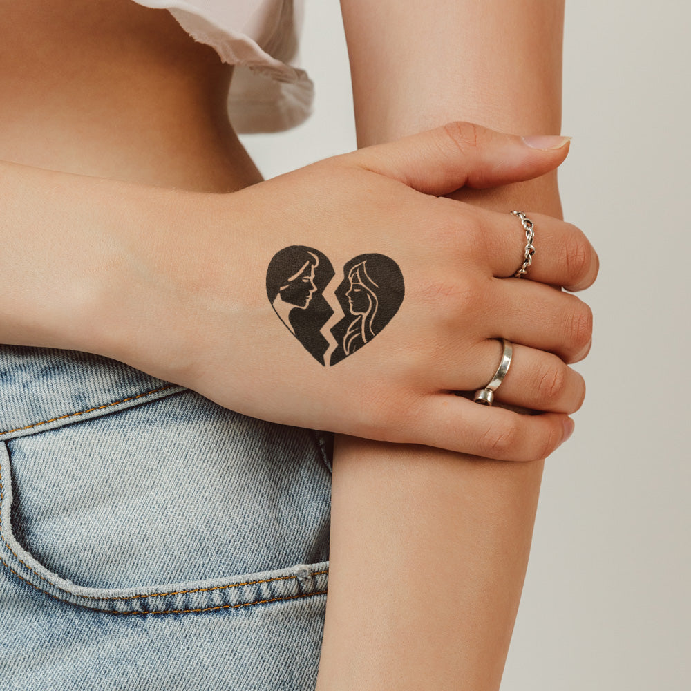 Broken Heart Temporary Tattoo 2 in x 2 in