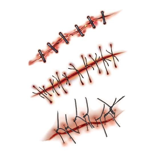 Amazon.com : 9pcs Horror Realistic Fake Bloody Wound Stitch Scar Scab  Waterproof Temporary Tattoo Sticker Halloween Masquerade Prank Makeup Props  : Beauty & Personal Care