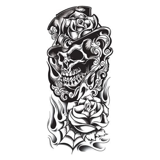 black and grey skull tattoo drawings