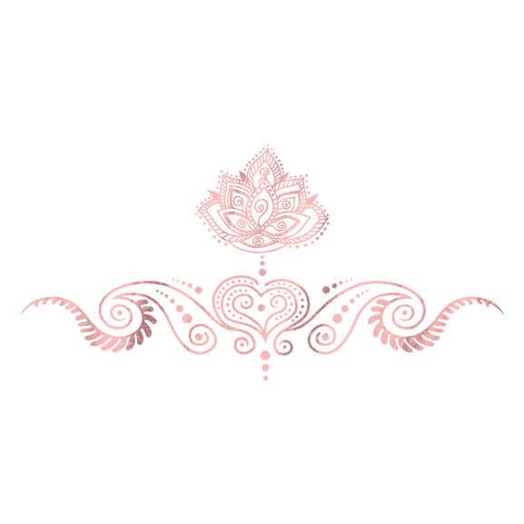 Metallic Rose Gold Lotus Sternum Bikini Temporary Tattoo