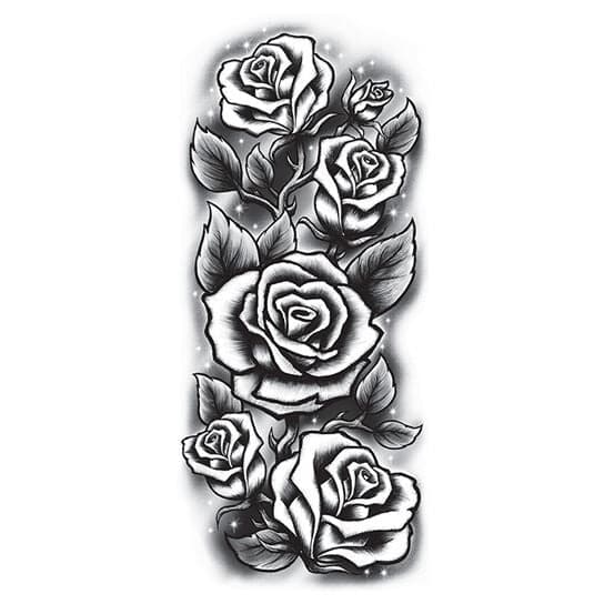 1pc Black Flower & Floral Pattern Temporary Tattoo Sticker For Arm, Chest,  Abdomen, Back | SHEIN ASIA
