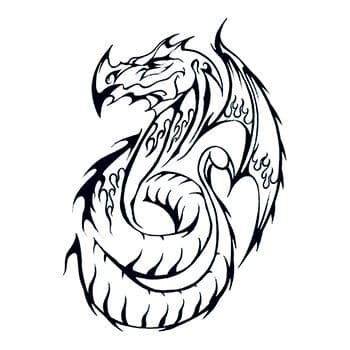 Tribal Dragon Outline Temporary Tattoo – Temporary Tattoos